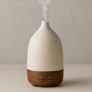 18 Ceramic Aromatherapy Diffuser with Wood Grain Finish and Auto Shut Off