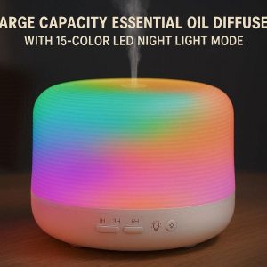 19 Large Capacity Essential Oil Diffuser with 15 Color LED Night Light Mode