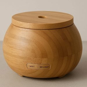 Wooden Aromatherapy Diffuser with Bamboo Lid and No Light Option